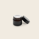 Borcan sticla ambra cu capac negru, 10ml