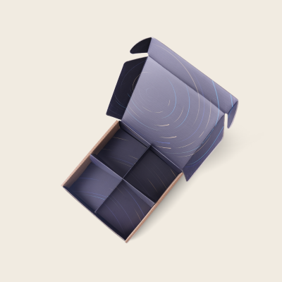 Cutie din carton kraft, insert 4 cavitati negru, 17cm*17cm*4cm