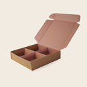 Cutie din carton kraft, insert 4 cavitati roz, 17cm*17cm*4cm