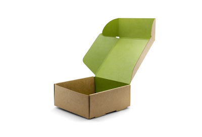 Cutie din carton kraft, interior print verde, 8cm*8cm*3.5cm