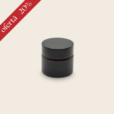 [MF010] Borcan sticla ambra cu capac negru, 10g