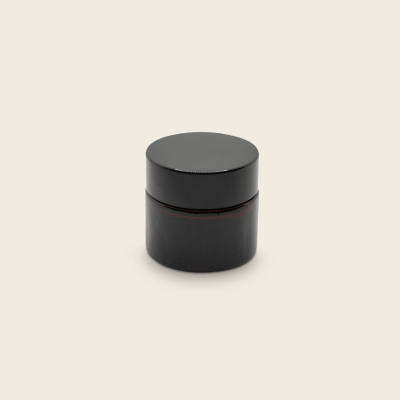 [MF010] Borcan sticla ambra cu capac negru, 10g