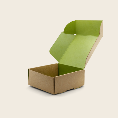 [MF029] Cutie din carton kraft, interior print verde, 8cm*8cm*3.5cm