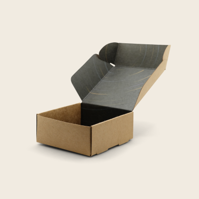 [MF031] Cutie din carton kraft, interior print negru model, 8cm*8cm*3.5cm