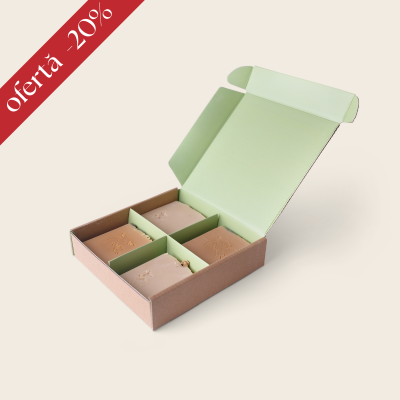 [MF034] Cutie din carton kraft, insert 4 cavitati verde, 17cm*17cm*4cm